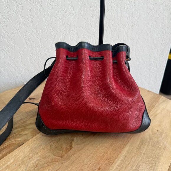 Celine Vintage Drawstring Red/Black Shoulder Bag - Picture 3 of 10
